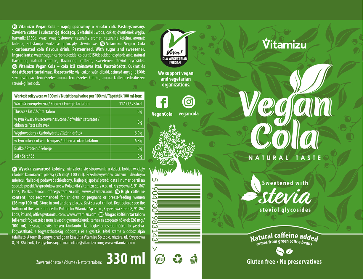 Nowa etykieta Vegan Cola